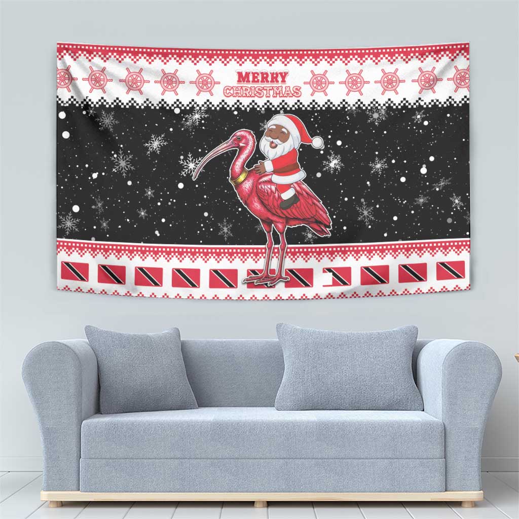 Trinidad And Tobago Christmas Tapestry Funny Santa Riding Scarlet Ibis - Wonder Print Shop