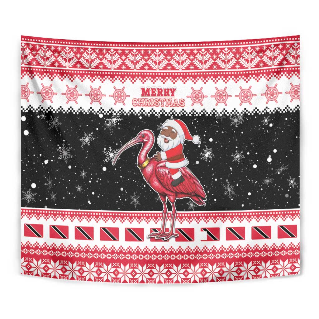 Trinidad And Tobago Christmas Tapestry Funny Santa Riding Scarlet Ibis - Wonder Print Shop