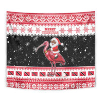 Trinidad And Tobago Christmas Tapestry Funny Santa Riding Scarlet Ibis - Wonder Print Shop