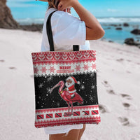 Trinidad And Tobago Christmas Tote Bag Funny Santa Riding Scarlet Ibis - Wonder Print Shop