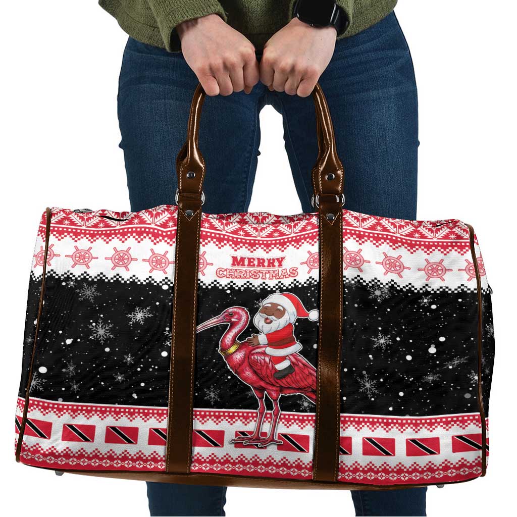 Trinidad And Tobago Christmas Travel Bag Funny Santa Riding Scarlet Ibis - Wonder Print Shop