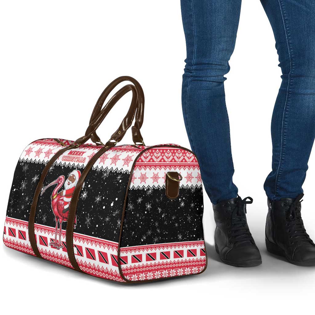 Trinidad And Tobago Christmas Travel Bag Funny Santa Riding Scarlet Ibis - Wonder Print Shop