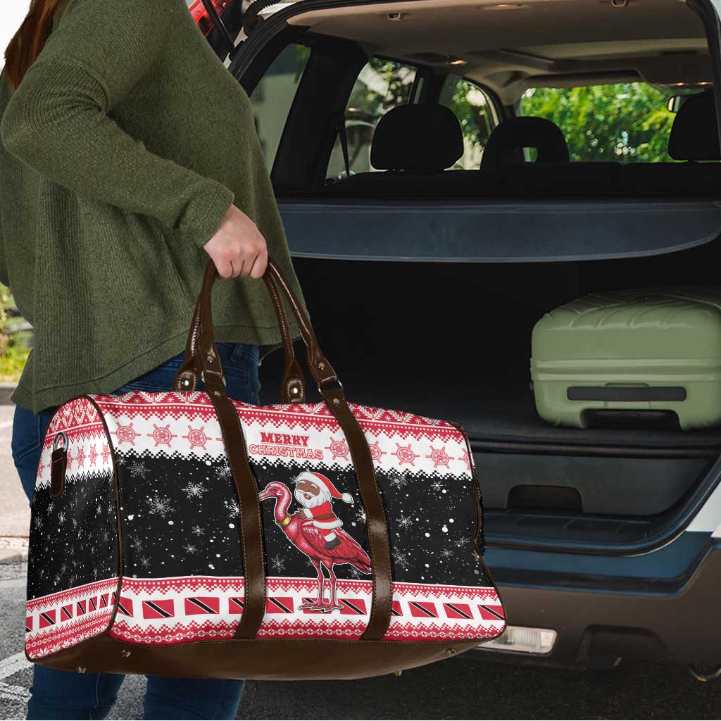 Trinidad And Tobago Christmas Travel Bag Funny Santa Riding Scarlet Ibis - Wonder Print Shop