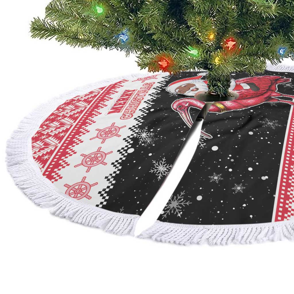Trinidad And Tobago Christmas Tree Skirt Funny Santa Riding Scarlet Ibis - Wonder Print Shop