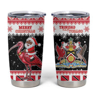 Trinidad And Tobago Christmas Tumbler Cup Funny Santa Riding Scarlet Ibis - Wonder Print Shop