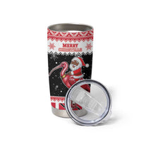 Trinidad And Tobago Christmas Tumbler Cup Funny Santa Riding Scarlet Ibis - Wonder Print Shop