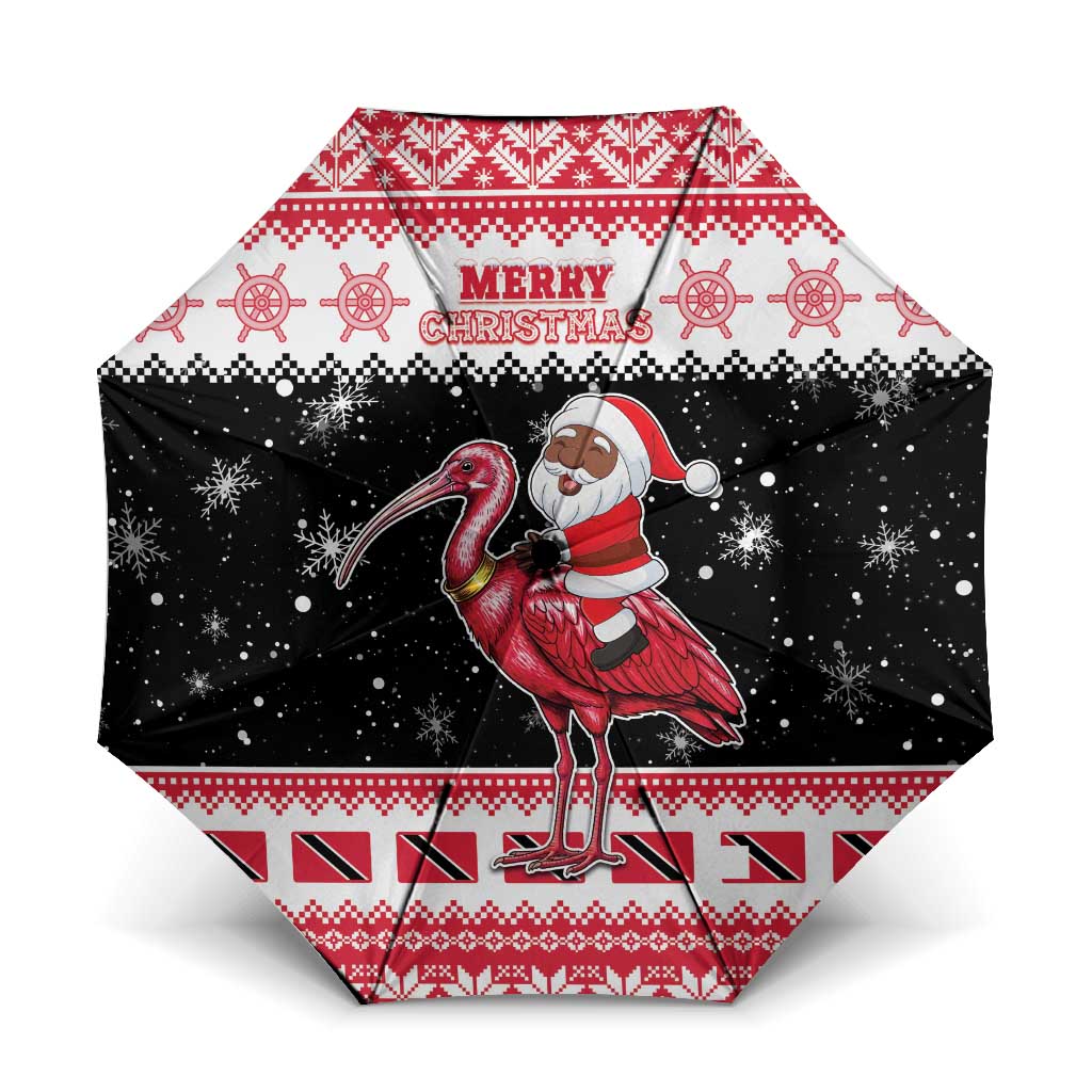 Trinidad And Tobago Christmas Umbrella Funny Santa Riding Scarlet Ibis - Wonder Print Shop