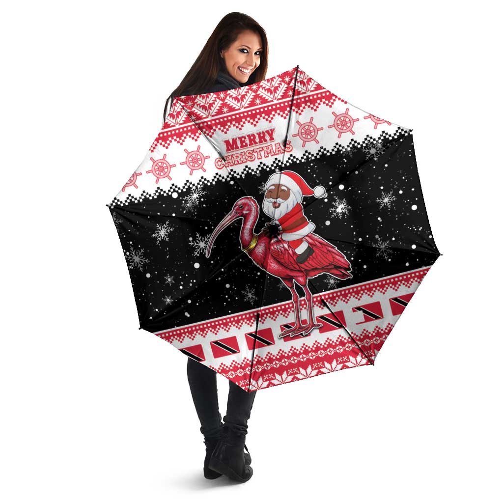 Trinidad And Tobago Christmas Umbrella Funny Santa Riding Scarlet Ibis - Wonder Print Shop