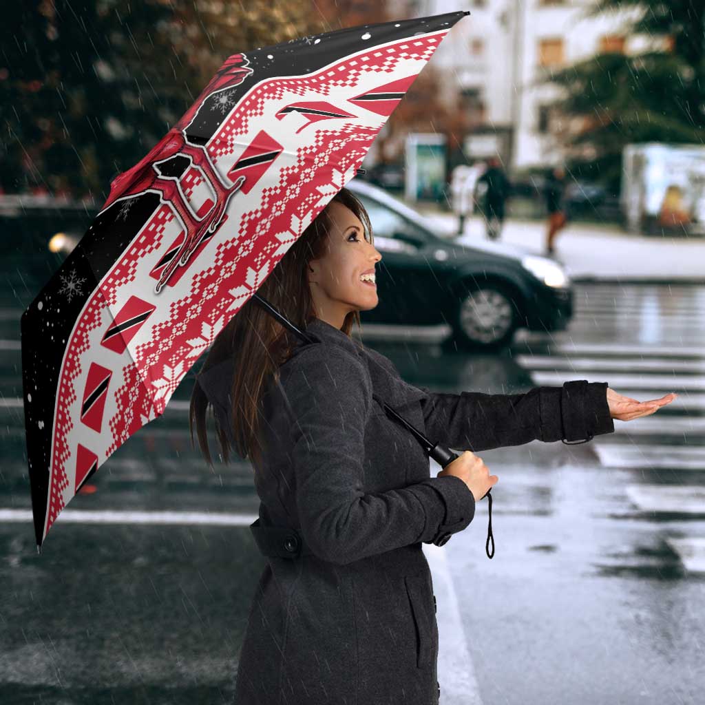 Trinidad And Tobago Christmas Umbrella Funny Santa Riding Scarlet Ibis - Wonder Print Shop