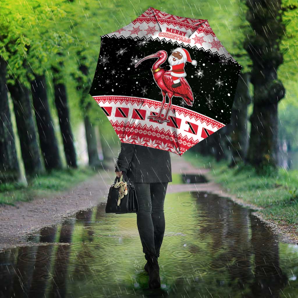 Trinidad And Tobago Christmas Umbrella Funny Santa Riding Scarlet Ibis - Wonder Print Shop
