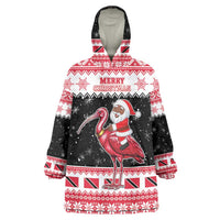 Trinidad And Tobago Christmas Wearable Blanket Hoodie Funny Santa Riding Scarlet Ibis - Wonder Print Shop