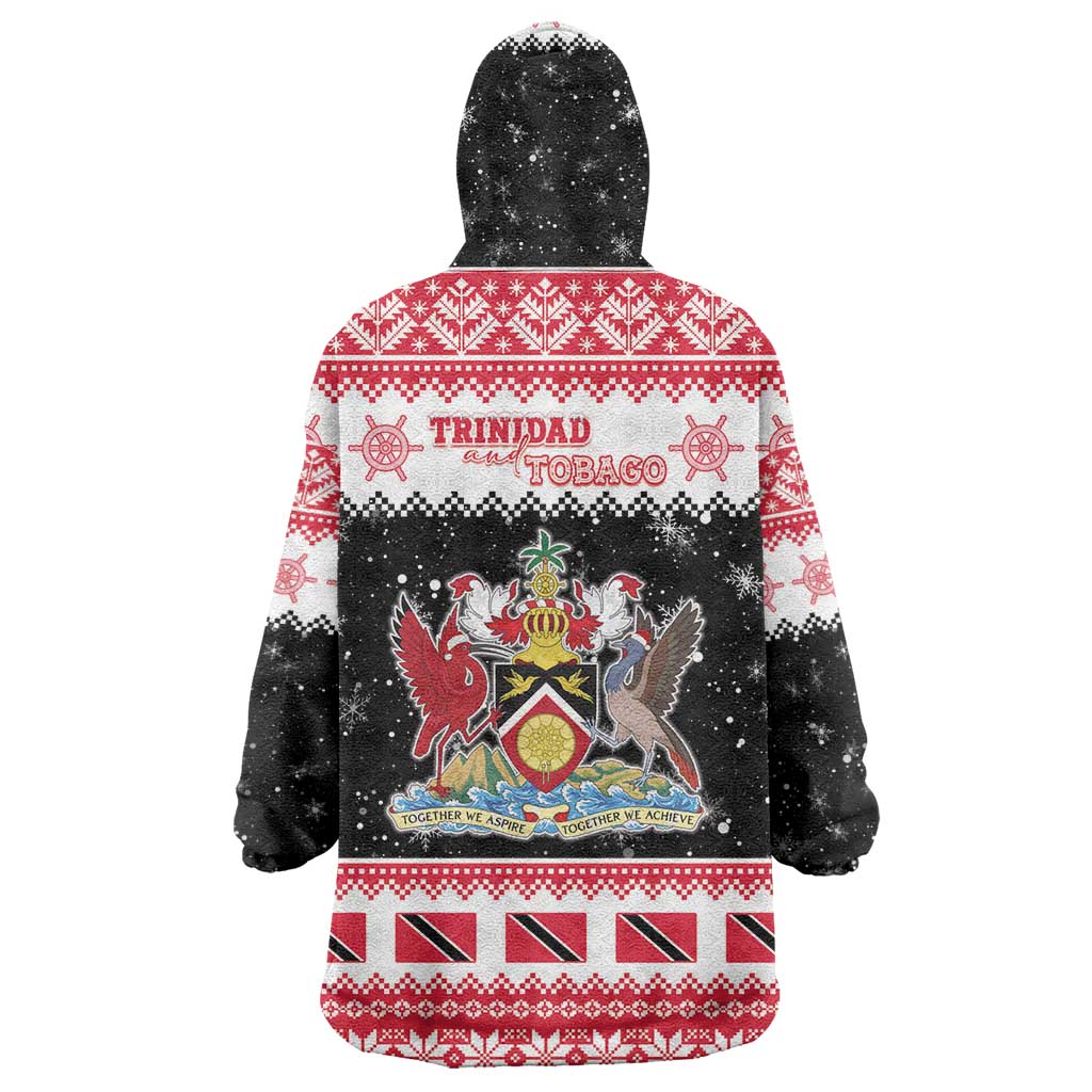 Trinidad And Tobago Christmas Wearable Blanket Hoodie Funny Santa Riding Scarlet Ibis - Wonder Print Shop