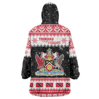 Trinidad And Tobago Christmas Wearable Blanket Hoodie Funny Santa Riding Scarlet Ibis - Wonder Print Shop