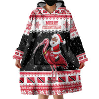 Trinidad And Tobago Christmas Wearable Blanket Hoodie Funny Santa Riding Scarlet Ibis - Wonder Print Shop