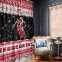 Trinidad And Tobago Christmas Window Curtain Funny Santa Riding Scarlet Ibis - Wonder Print Shop