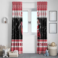 Trinidad And Tobago Christmas Window Curtain Funny Santa Riding Scarlet Ibis - Wonder Print Shop