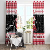 Trinidad And Tobago Christmas Window Curtain Funny Santa Riding Scarlet Ibis - Wonder Print Shop