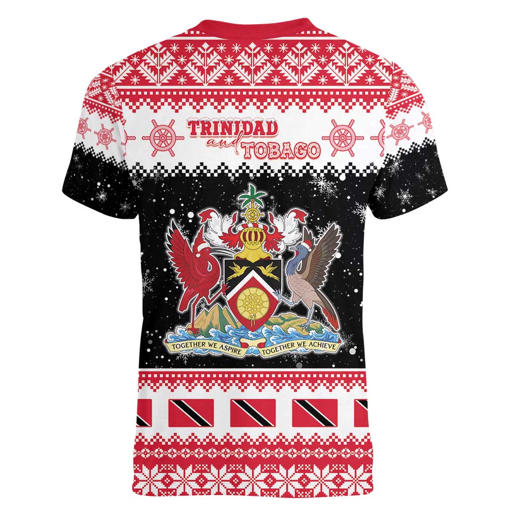 Trinidad And Tobago Christmas Women V-Neck T-Shirt Funny Santa Riding Scarlet Ibis - Wonder Print Shop