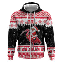 Trinidad And Tobago Christmas Zip Hoodie Funny Santa Riding Scarlet Ibis - Wonder Print Shop