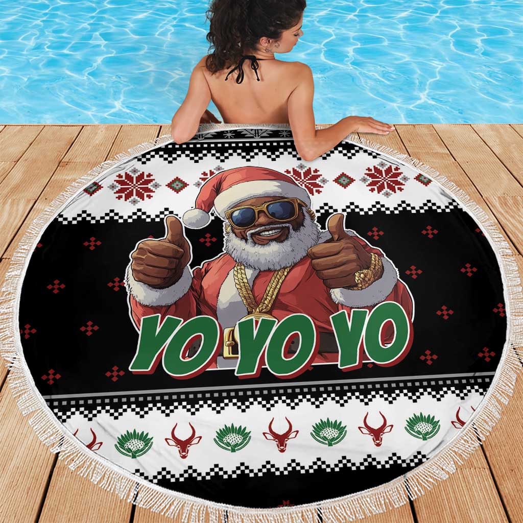South Africa Christmas Beach Blanket Hip Hop Santa Claus LT05 - Wonder Print Shop