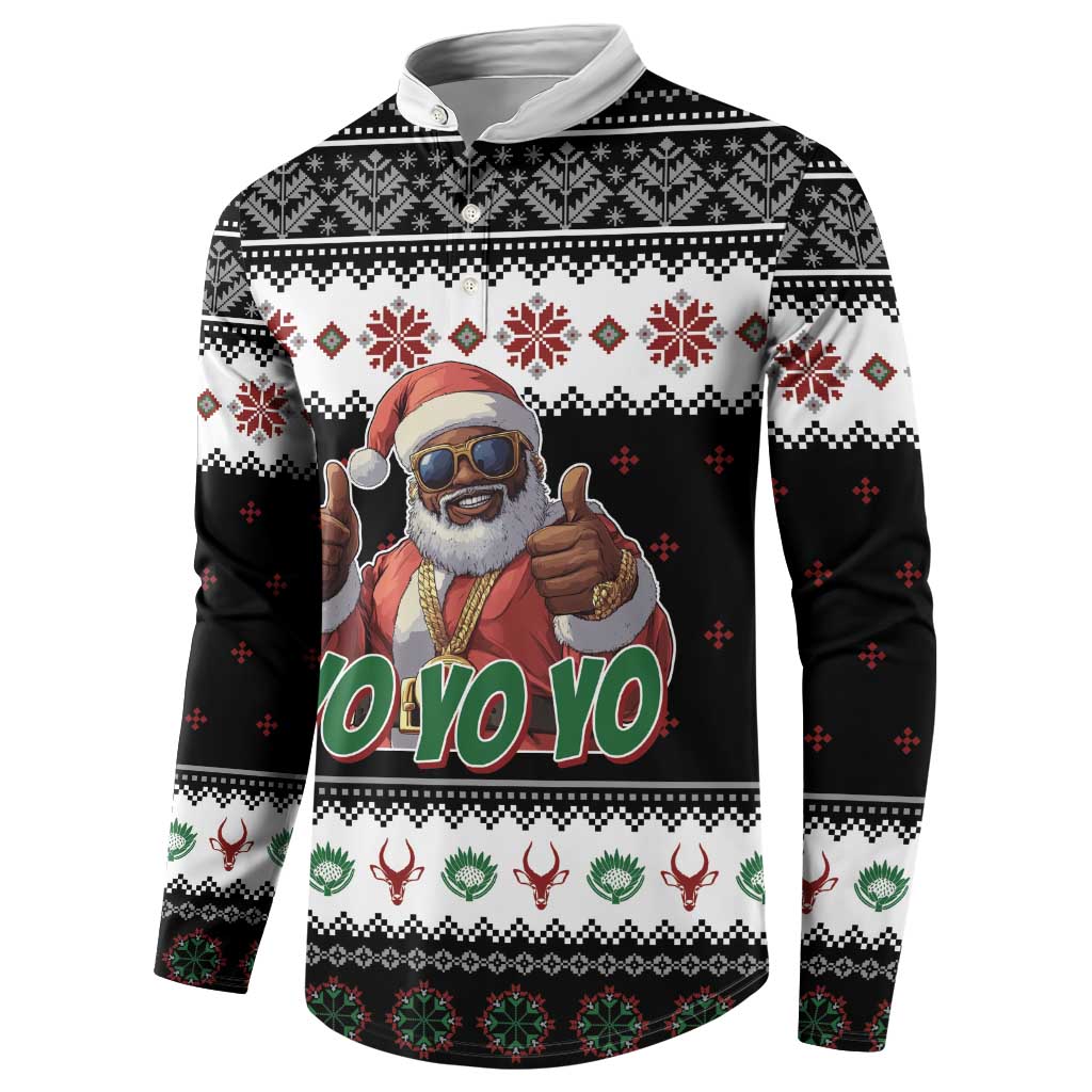 South Africa Christmas Button Sweatshirt Hip Hop Santa Claus LT05 - Wonder Print Shop