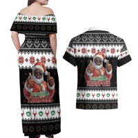 South Africa Christmas Couples Matching Off Shoulder Maxi Dress and Hawaiian Shirt Hip Hop Santa Claus LT05 - Wonder Print Shop
