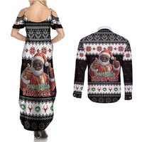 South Africa Christmas Couples Matching Summer Maxi Dress and Long Sleeve Button Shirt Hip Hop Santa Claus LT05 - Wonder Print Shop