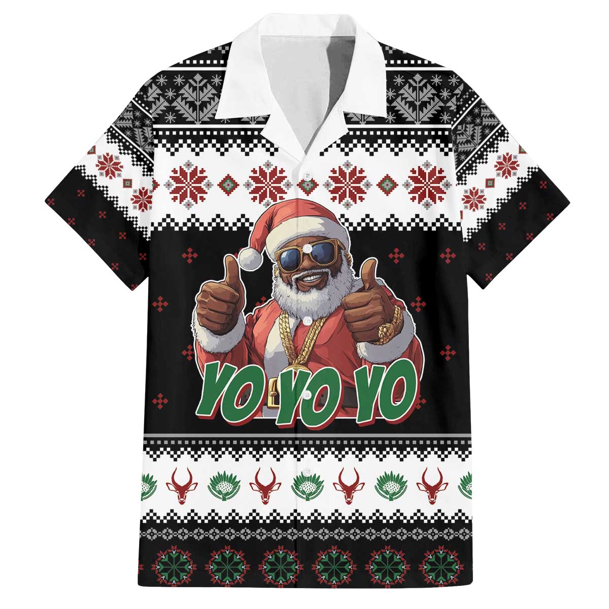 South Africa Christmas Family Matching Off The Shoulder Long Sleeve Dress and Hawaiian Shirt Hip Hop Santa Claus LT05 - Wonder Print Shop