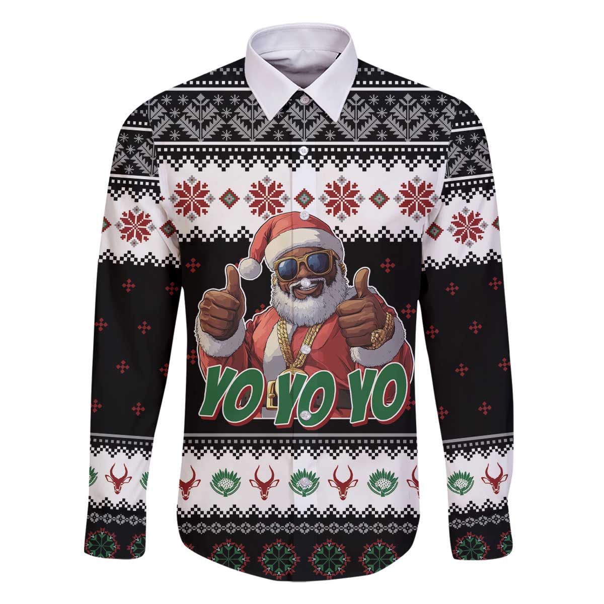 South Africa Christmas Family Matching Off The Shoulder Long Sleeve Dress and Hawaiian Shirt Hip Hop Santa Claus LT05 - Wonder Print Shop