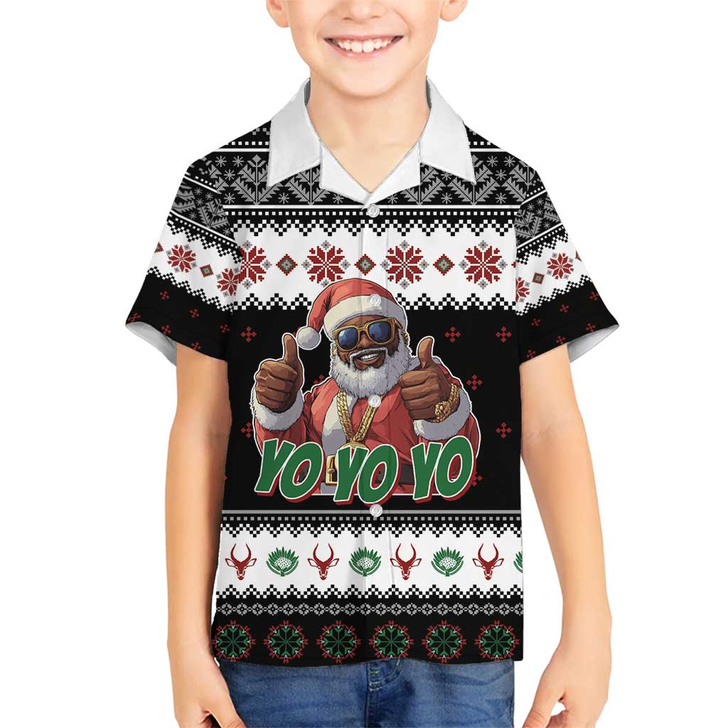 South Africa Christmas Family Matching Puletasi and Hawaiian Shirt Hip Hop Santa Claus LT05 - Wonder Print Shop