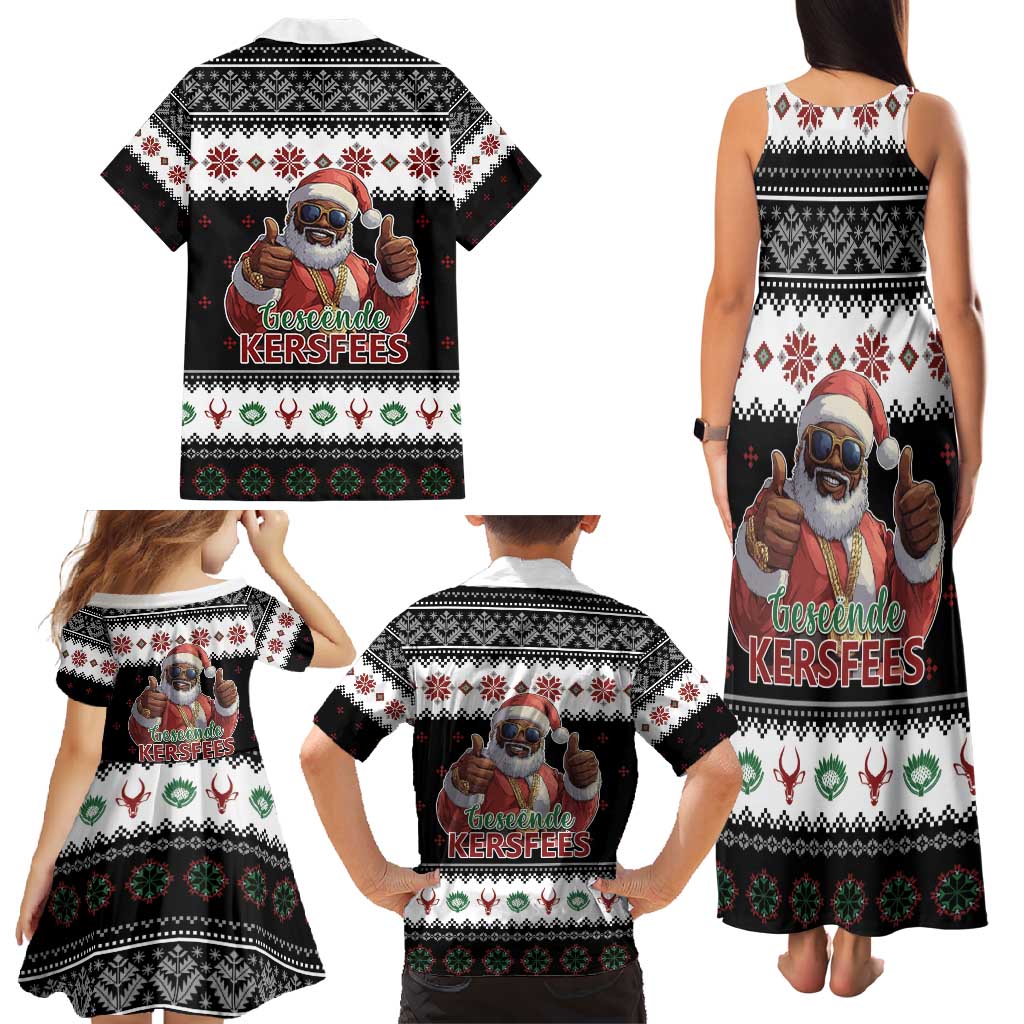 South Africa Christmas Family Matching Tank Maxi Dress and Hawaiian Shirt Hip Hop Santa Claus LT05 - Wonder Print Shop