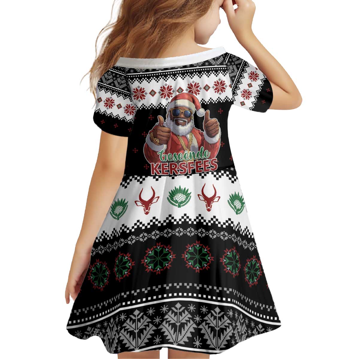 South Africa Christmas Kid Short Sleeve Dress Hip Hop Santa Claus LT05 - Wonder Print Shop