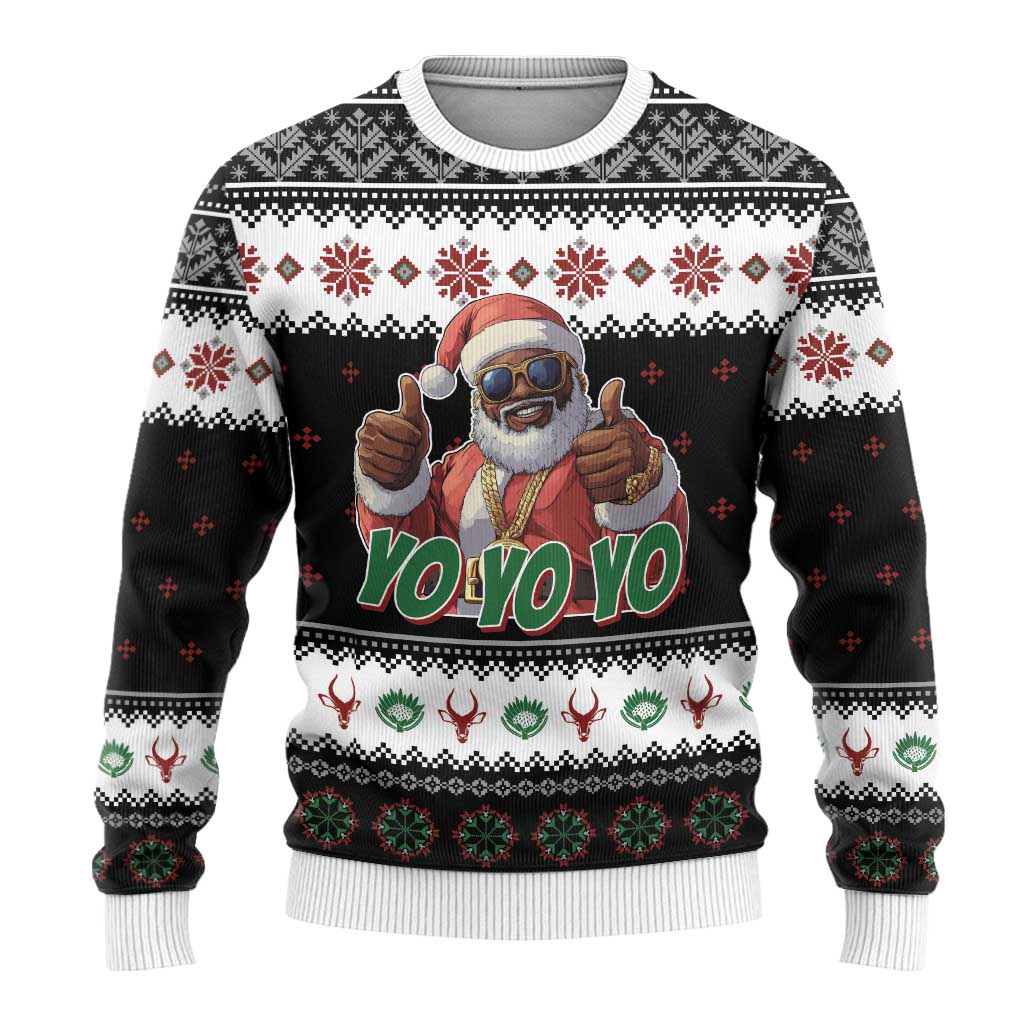 South Africa Christmas Ugly Christmas Sweater Hip Hop Santa Claus LT05 - Wonder Print Shop