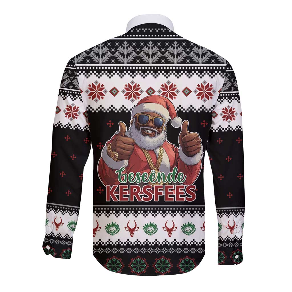 South Africa Christmas Long Sleeve Button Shirt Hip Hop Santa Claus LT05 - Wonder Print Shop