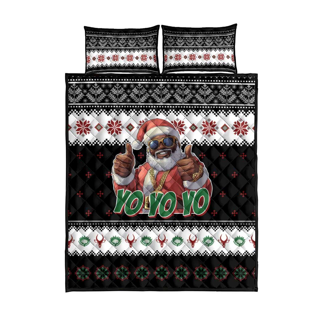 South Africa Christmas Quilt Bed Set Hip Hop Santa Claus LT05 - Wonder Print Shop