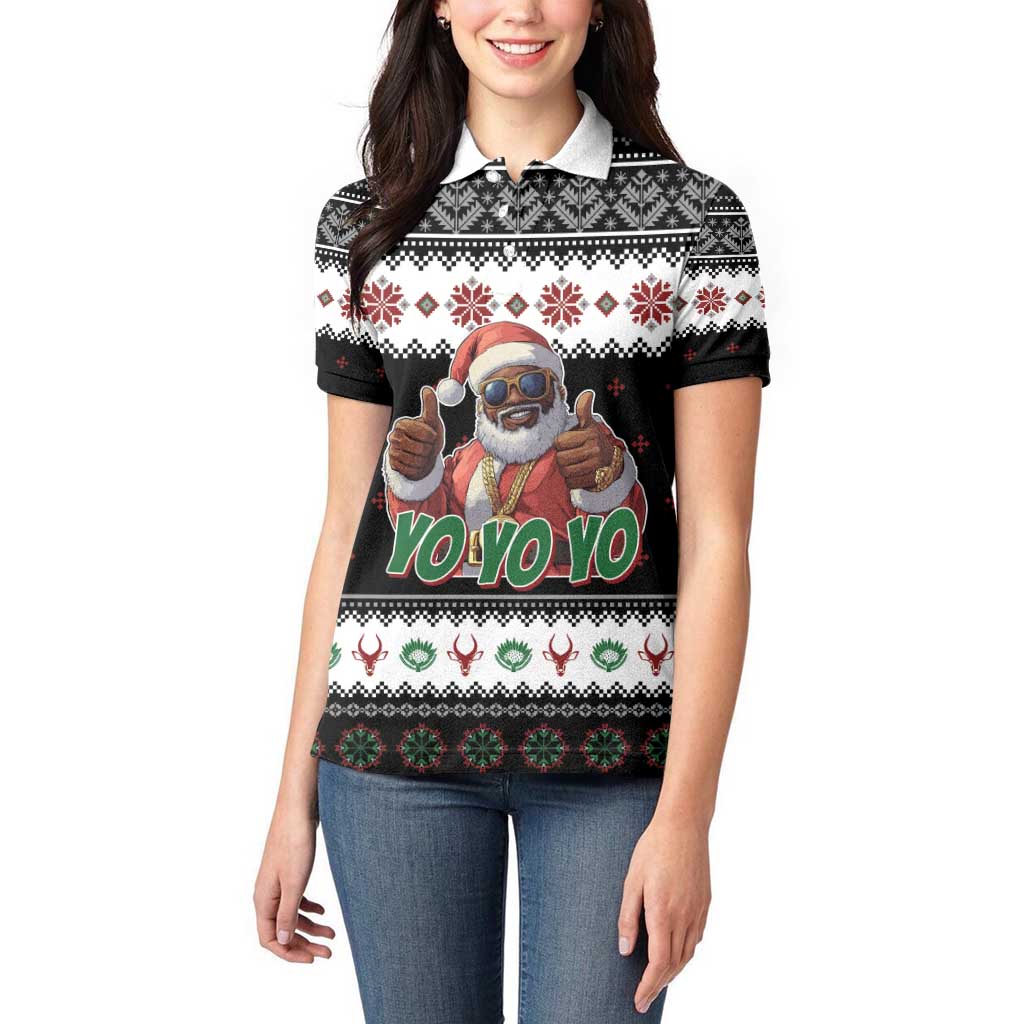 South Africa Christmas Women Polo Shirt Hip Hop Santa Claus LT05 - Wonder Print Shop