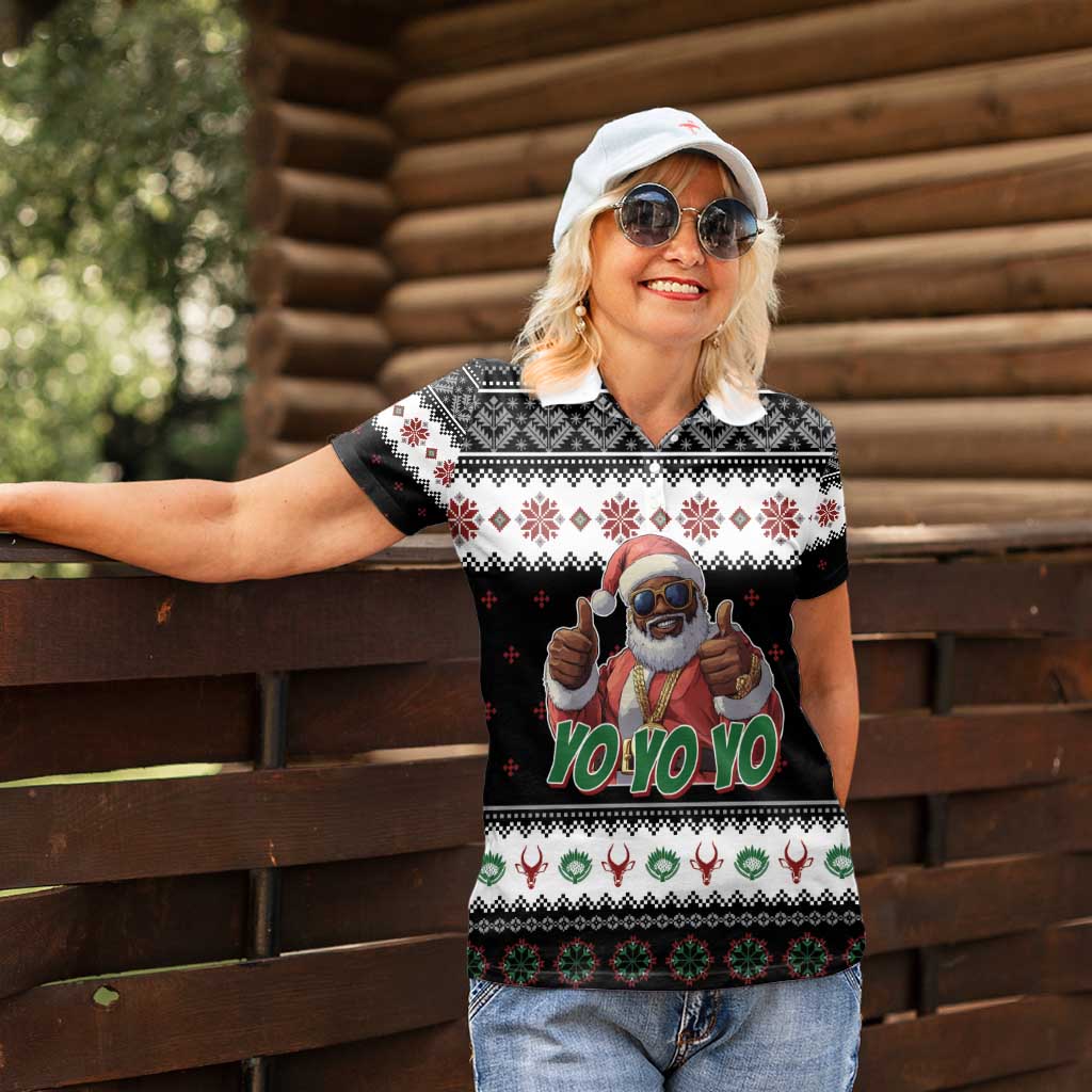 South Africa Christmas Women Polo Shirt Hip Hop Santa Claus LT05 - Wonder Print Shop