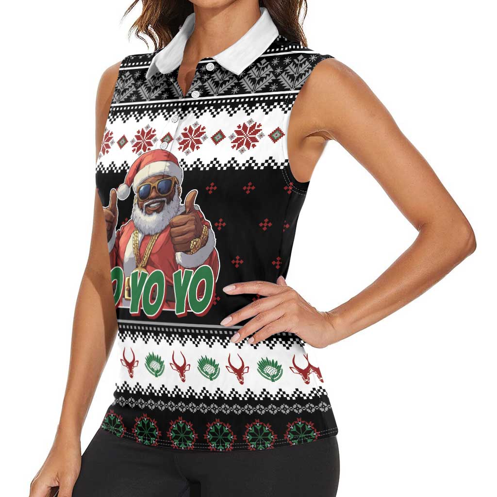 South Africa Christmas Women Sleeveless Polo Shirt Hip Hop Santa Claus LT05 - Wonder Print Shop