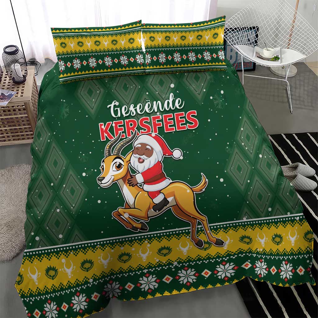 South Africa Christmas Bedding Set Funny Santa Riding Springbok LT05 - Wonder Print Shop