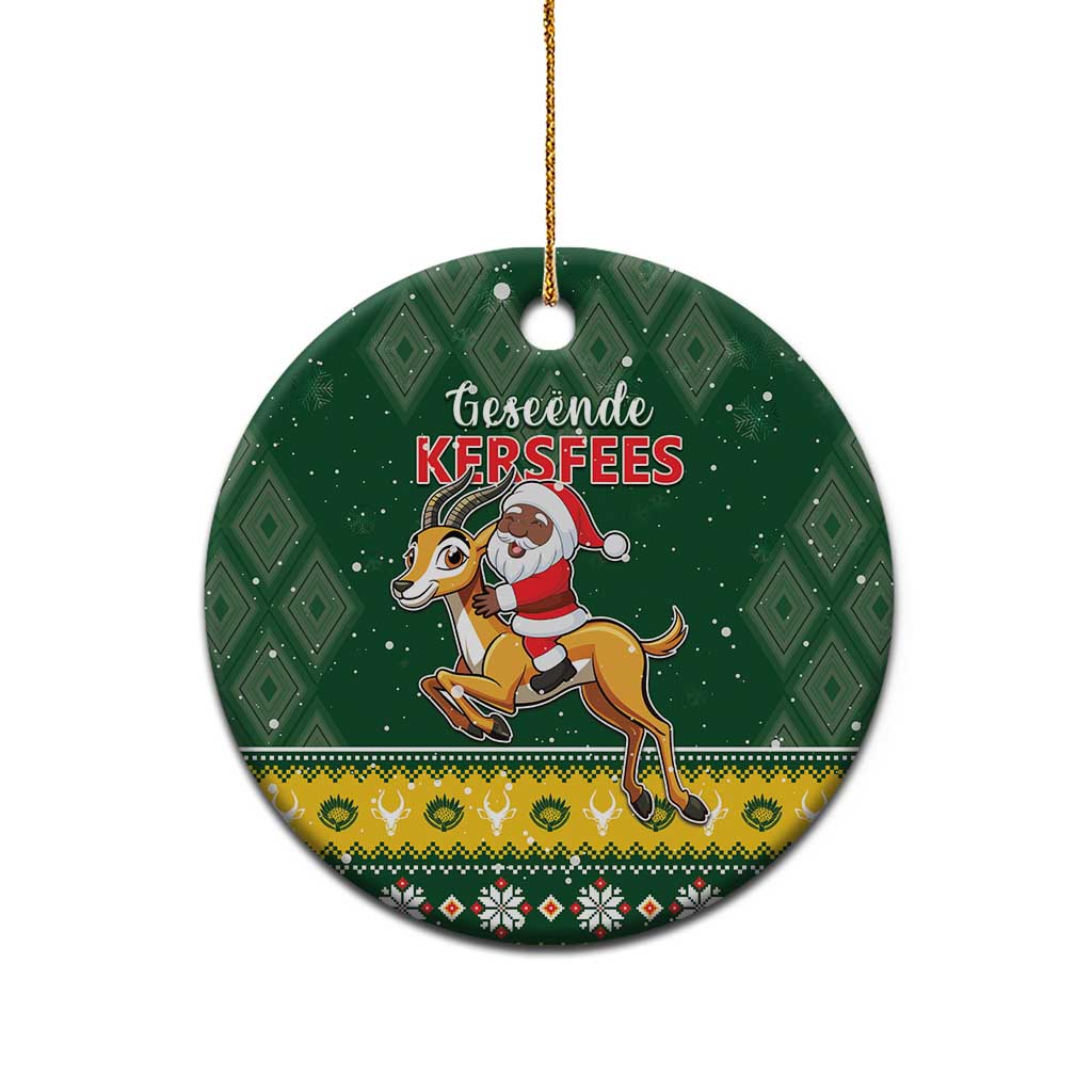 South Africa Christmas Ceramic Ornament Funny Santa Riding Springbok LT05 - Wonder Print Shop