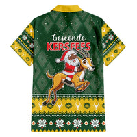 South Africa Christmas Family Matching Off Shoulder Short Dress and Hawaiian Shirt Funny Santa Riding Springbok LT05 - Wonder Print Shop