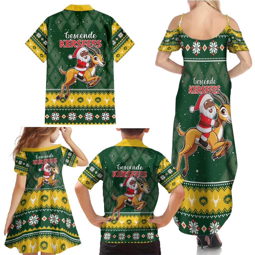 South Africa Christmas Family Matching Summer Maxi Dress and Hawaiian Shirt Funny Santa Riding Springbok LT05 - Wonder Print Shop