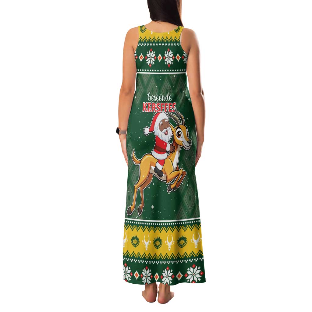 South Africa Christmas Family Matching Tank Maxi Dress and Hawaiian Shirt Funny Santa Riding Springbok LT05 - Wonder Print Shop