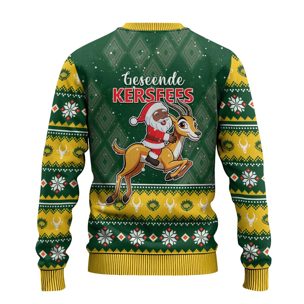 South Africa Christmas Ugly Christmas Sweater Funny Santa Riding Springbok LT05 - Wonder Print Shop