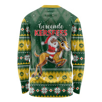 South Africa Christmas Long Sleeve Shirt Funny Santa Riding Springbok LT05 - Wonder Print Shop