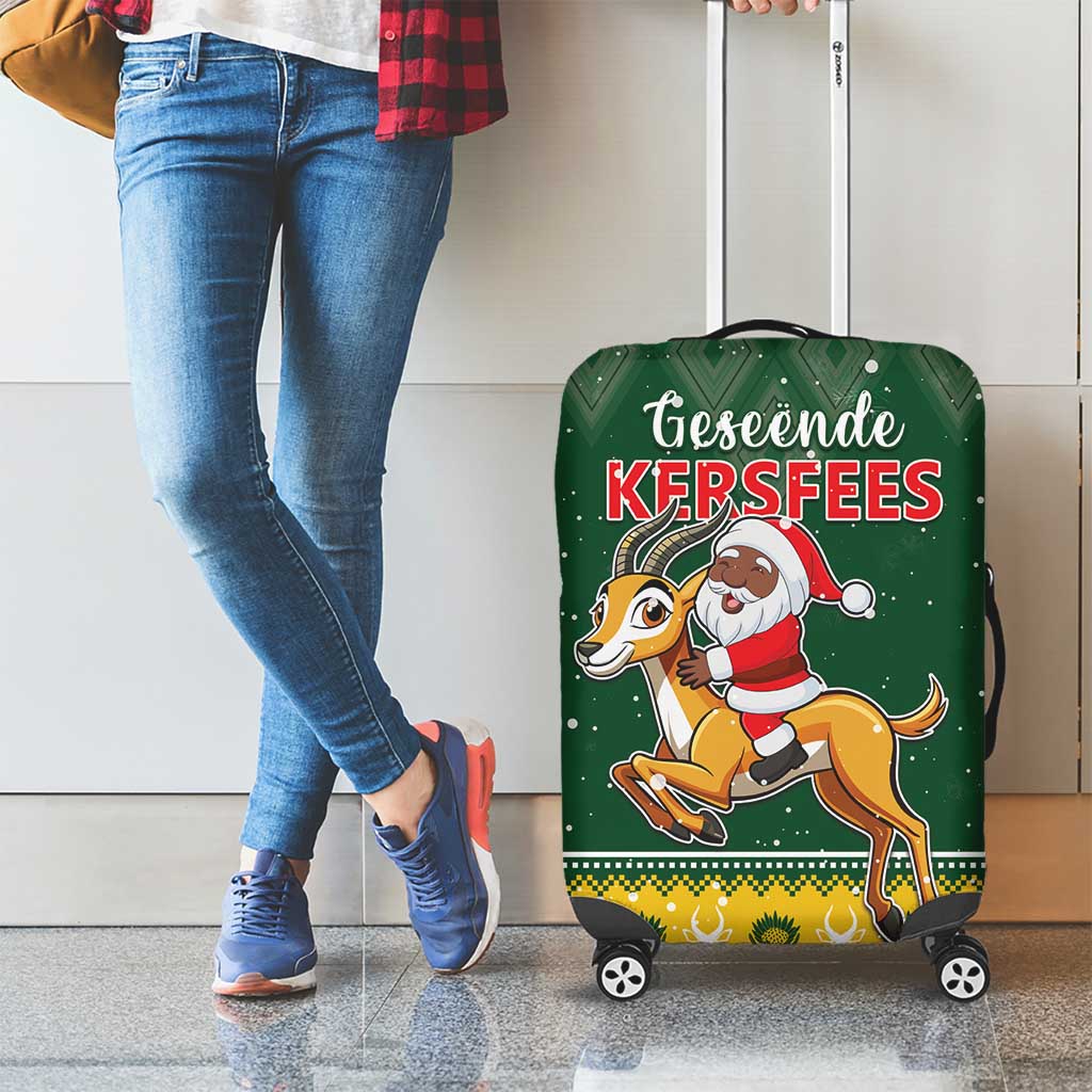 South Africa Christmas Luggage Cover Funny Santa Riding Springbok LT05 - Wonder Print Shop