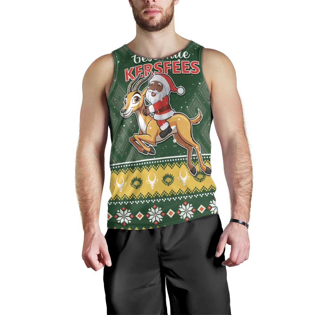South Africa Christmas Men Tank Top Funny Santa Riding Springbok LT05 - Wonder Print Shop