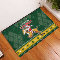 South Africa Christmas Rubber Doormat Funny Santa Riding Springbok LT05 - Wonder Print Shop