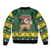 South Africa Christmas Sleeve Zip Bomber Jacket Funny Santa Riding Springbok LT05 - Wonder Print Shop