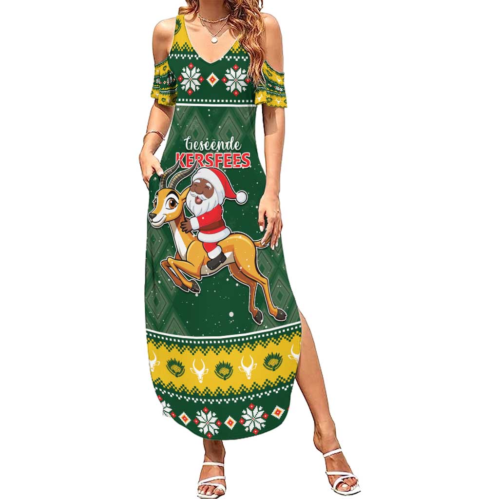 South Africa Christmas Summer Maxi Dress Funny Santa Riding Springbok LT05 - Wonder Print Shop